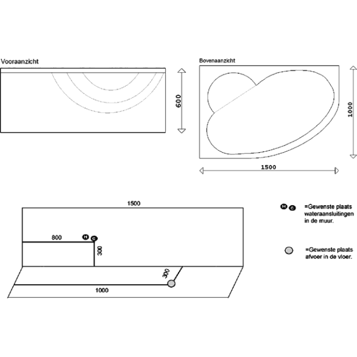 Kompletní koupelnová vana SSWW W010-151AR 150x100
