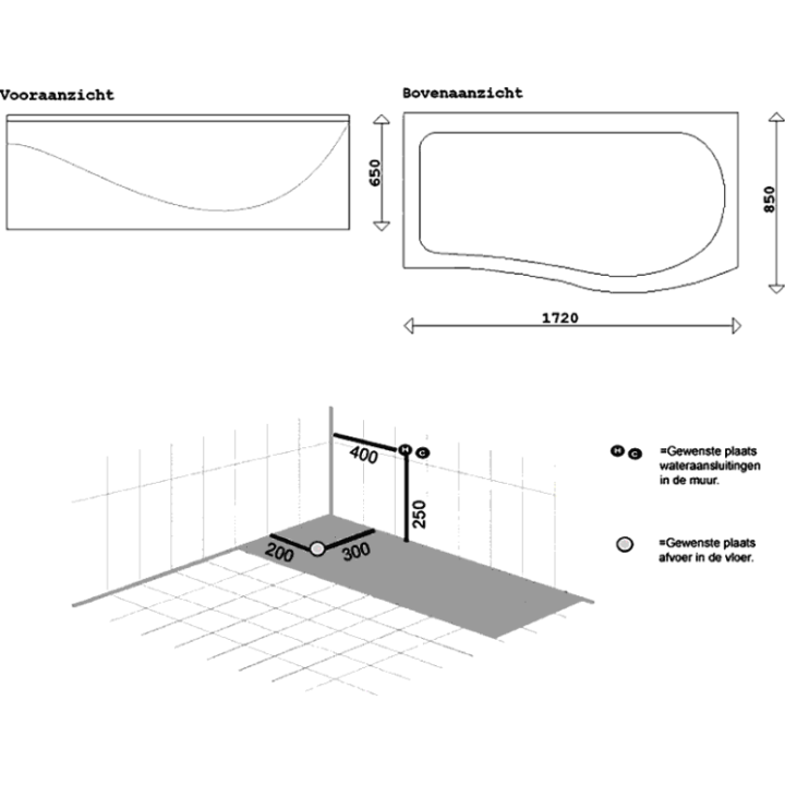 Kompletní koupelnová vana SSWW W001-171AR 172x85