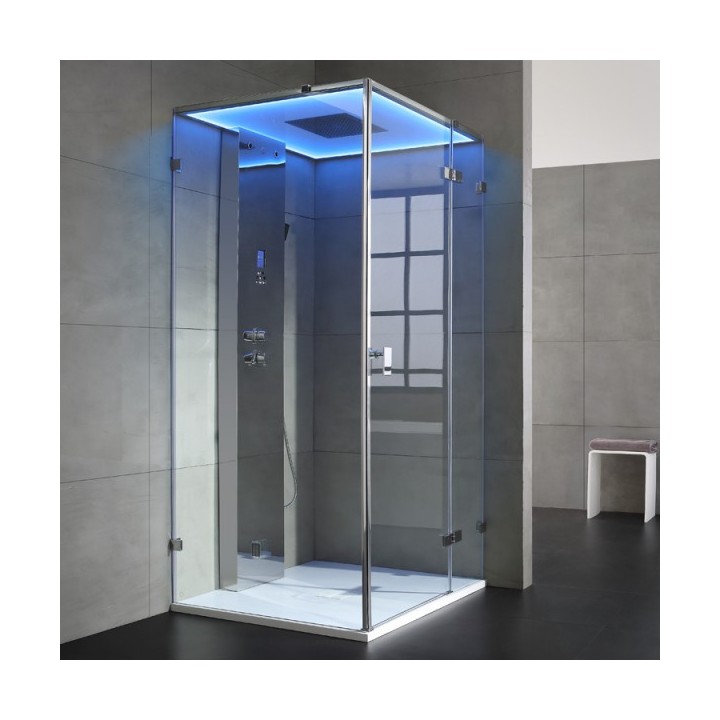 Parní box EAGO DZ108F15 stříbrná / nerez verze 90x90cm / pravá bez vaničky