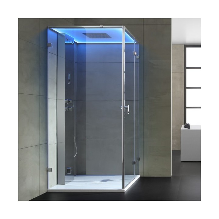 Parní box EAGO DZ108F15 stříbrná / nerez verze 90x90cm / pravá bez vaničky