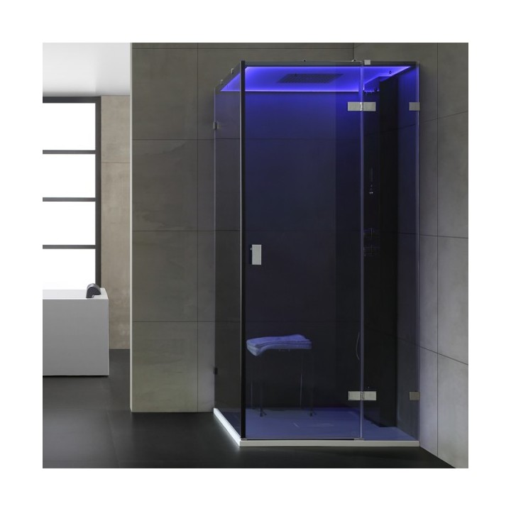 Parní box EAGO DZ108F15 černá / nerez verze 90x90cm / levá bez vaničky