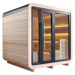 Venkovní sauna AWT THE CUBE X1 Hemlock 225x225 Cilindro 9kW