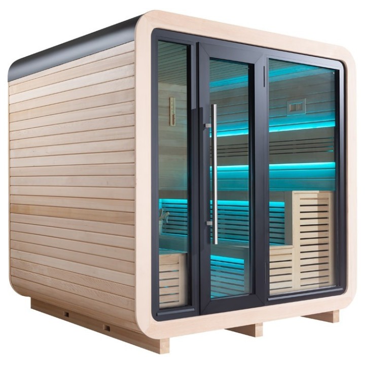 Venkovní sauna AWT THE CUBE X1 Hemlock 225x225 Cilindro 9kW