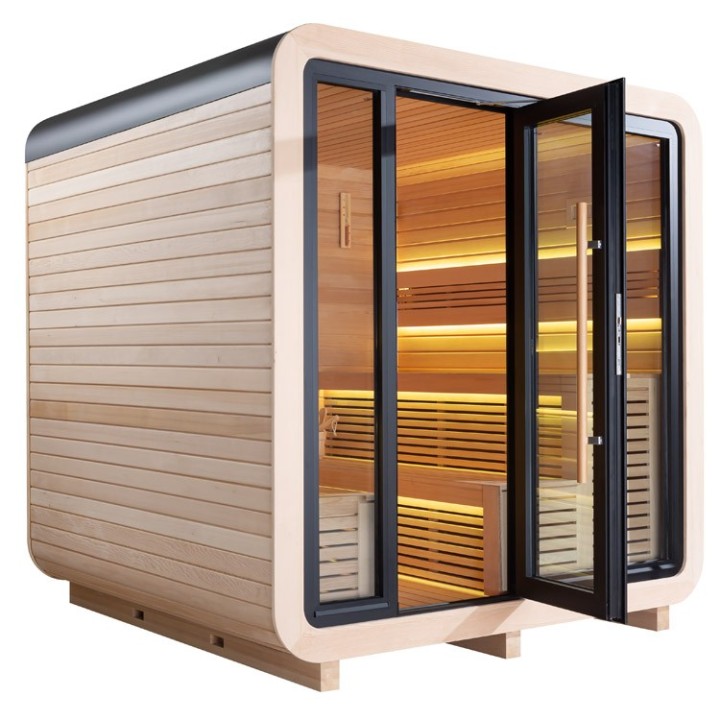 Venkovní sauna AWT THE CUBE X1 Hemlock 225x225 Eos BIO Cubo 9kW