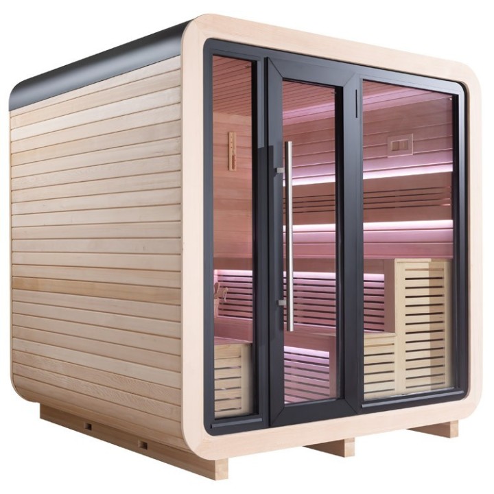 Venkovní sauna AWT THE CUBE X1 Hemlock 225x225 Eos BIO Cubo 9kW