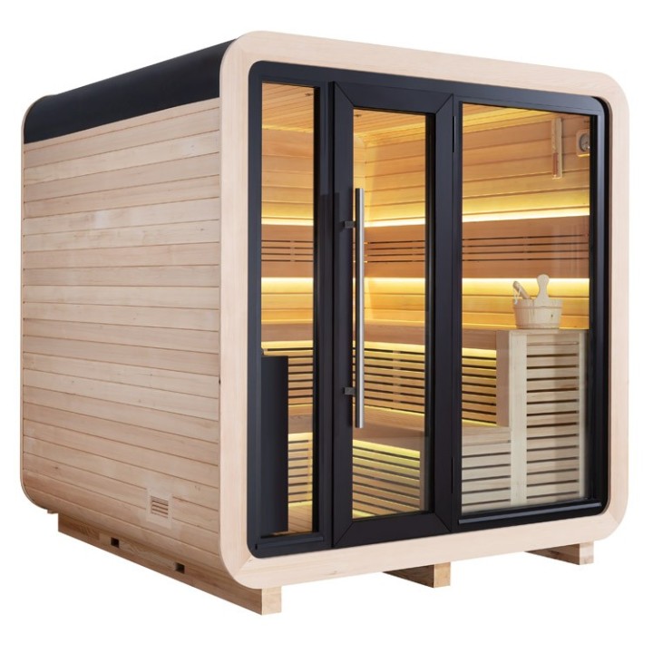 Venkovní sauna AWT THE CUBE X2 Hemlock 225x225 Cilindro 9kW