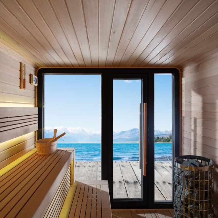 Venkovní sauna AWT THE CUBE X2 Hemlock 225x225 Cilindro 9kW