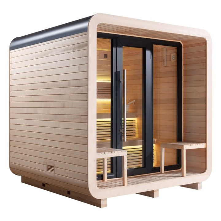 Venkovní sauna AWT THE CUBE X3 Hemlock 225x225 Eos Cubo 9kW