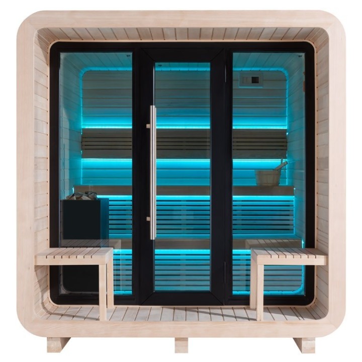 Venkovní sauna AWT THE CUBE X3 Hemlock 225x225 Eos BIO Cubo 9kW