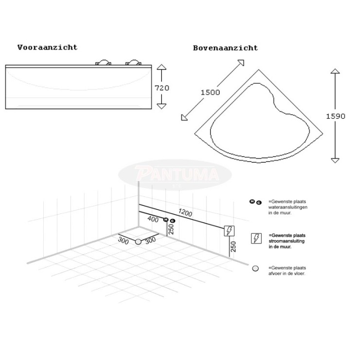 Hydromasážní vana W40011BR pravá verze 150x150x72cm