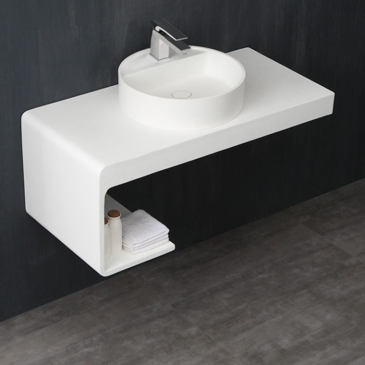 Umyvadlo StoneArt LC148 z minerálního kamene bílé 45×45 lesklé