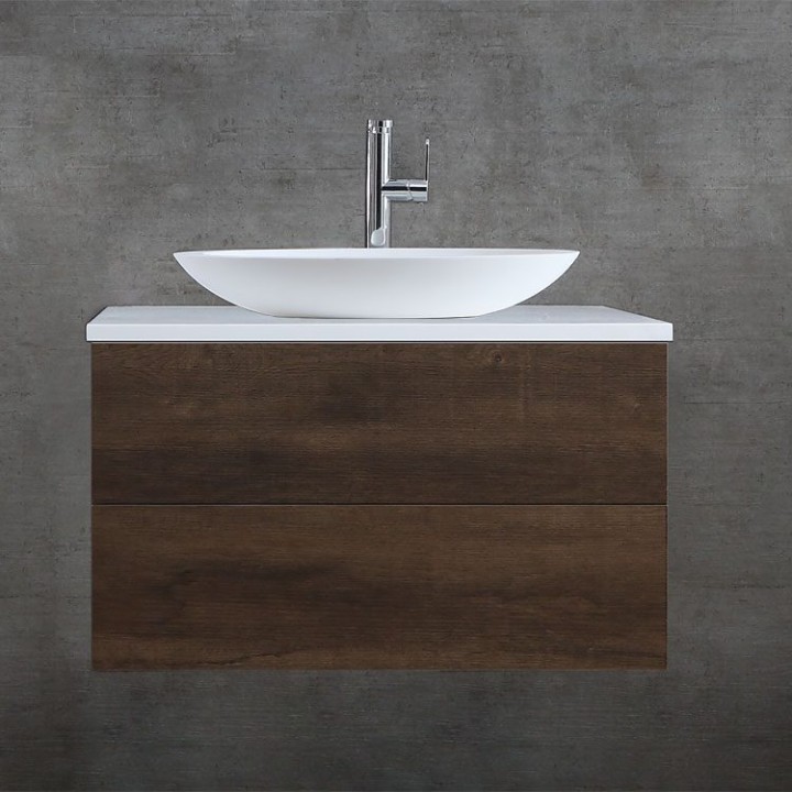 Umyvadlo StoneArt LC117 z minerálního kamene bílé 59×34 matné