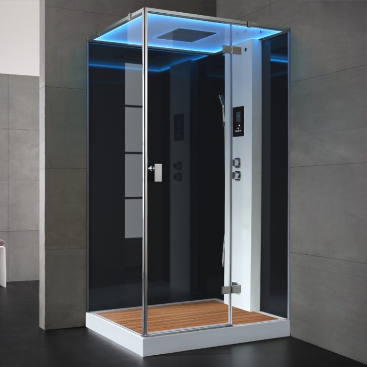 Parní sprchový box EAGO AWT LD207F15 s sprchovou vaničkou černý 120×90 pravé provedení