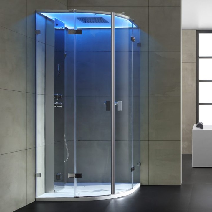 Parní sprchový box EAGO AWT LD109F15 stříbrný 100×100