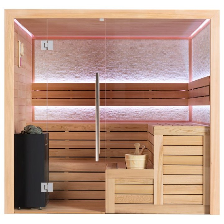 Finská sauna EAGO AWT B1603XL červený cedr 240×200 10,8 kW Virta Bi-O