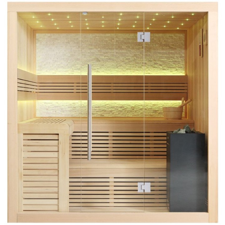 Finská sauna EAGO AWT B1102B hemlock 200×170 9 kW Virta Bi-O