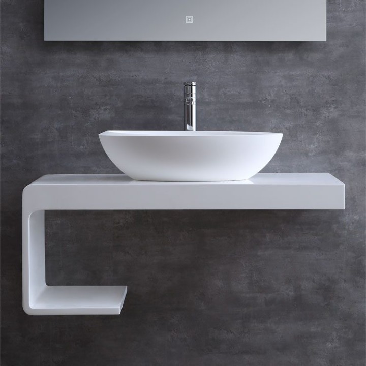 Umyvadlo StoneArt LC153 z minerálního kamene bílé 60×35 lesklé