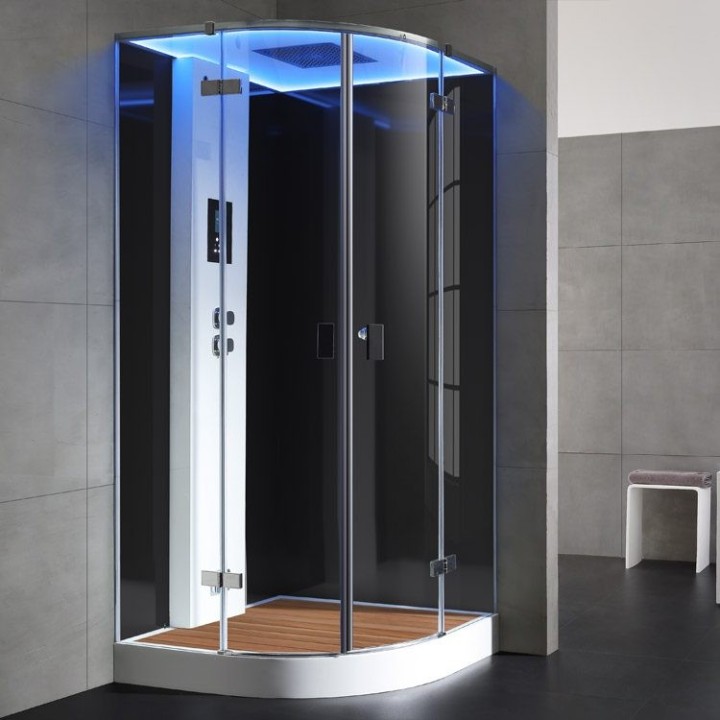 Parní sprchový box EAGO AWT LD210F15 s sprchovou vaničkou černý 90×90