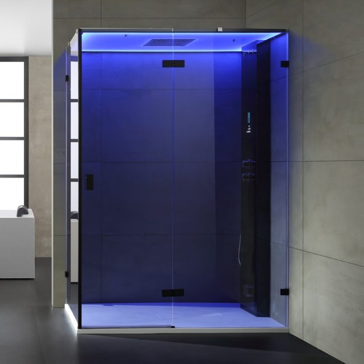 Parní sprchový box EAGO AWT LD111F15 černý 150×90 pravé provedení