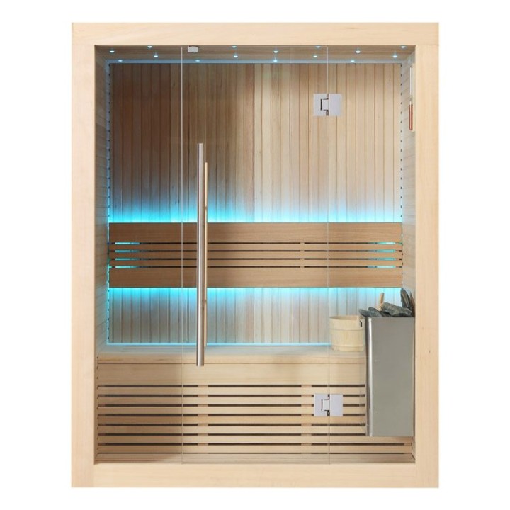 Finská sauna EAGO AWT E1113B hemlock 150×105 4,5 kW TheWall