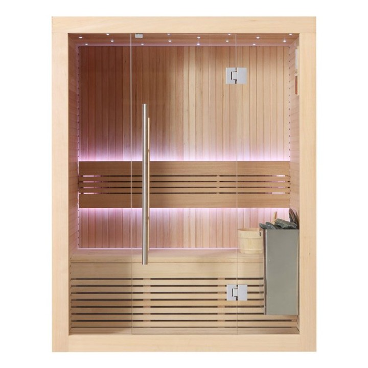 Finská sauna EAGO AWT E1113B hemlock 150×105 4,5 kW TheWall