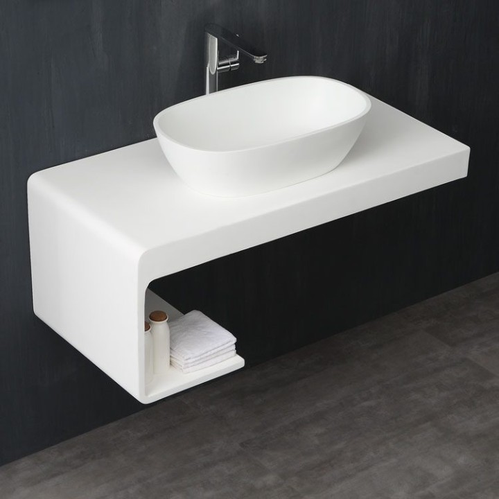 Umyvadlo StoneArt LC151 z minerálního kamene bílé 57×33 matné