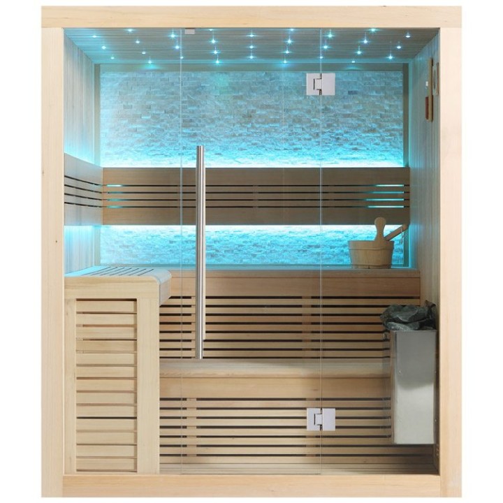 Finská sauna EAGO AWT E1102C hemlock 180×150 9 kW TheWall