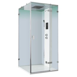 Parní sprchový box EAGO AWT LD106F15 bílý matný 100×100 pravé provedení