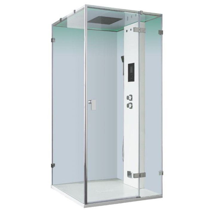 Parní sprchový box EAGO AWT LD108F15 bílý matný 90×90 pravé provedení