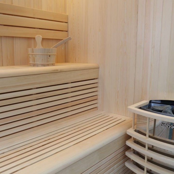 Finská sauna EAGO AWT B1801B borovice 160×160 7 kW TheWall Bi-O