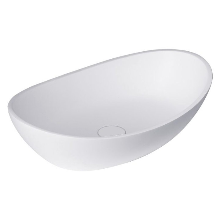 Umyvadlo StoneArt LC149 z minerálního kamene bílé 56×35 lesklé
