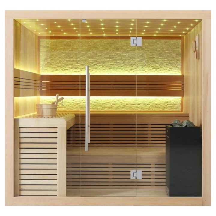 Finská sauna EAGO AWT E1102A hemlock 220×200 9 kW Virta