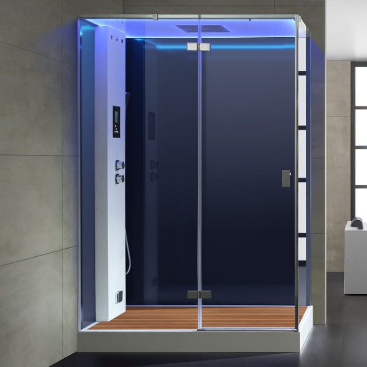 Parní sprchový box EAGO AWT LD211F15 s sprchovou vaničkou černý 150×90 levé provedení