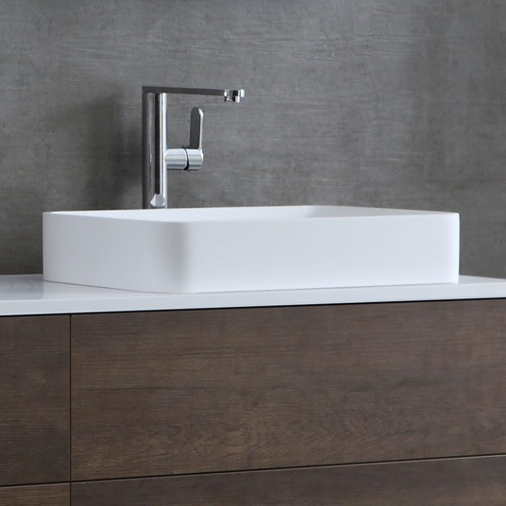 Umyvadlo StoneArt LC111 z minerálního kamene bílé 55×35 lesklé