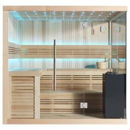 Finská sauna EAGO AWT B1115A hemlock 220×200 9 kW EOS BiO-Cubo