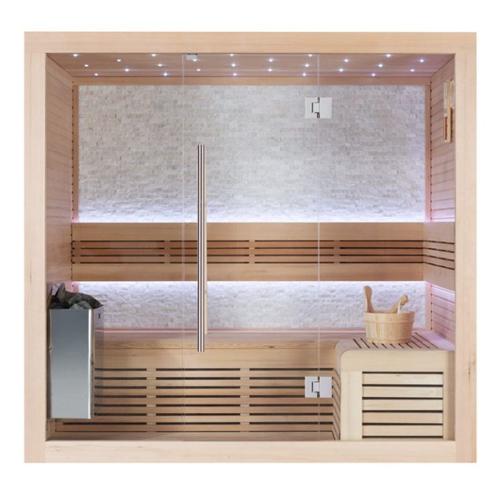 Finská sauna EAGO AWT E1106A hemlock 200×120 6,0 kW TheWall