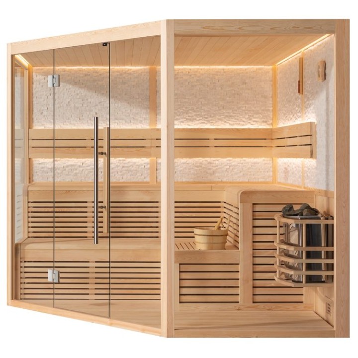 Finská sauna EAGO AWT E1816XL borovice 240×240 bez kamen