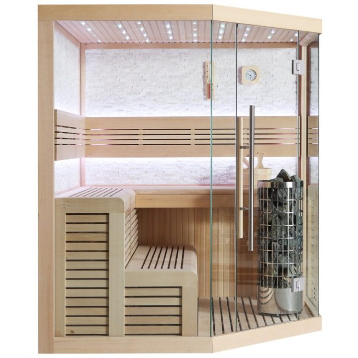 Finská sauna EAGO AWT E1101C hemlock 180×180 9 kW Virta