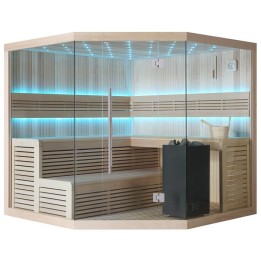 Finská sauna EAGO AWT E1111A hemlock 220×220 9 kW Virta