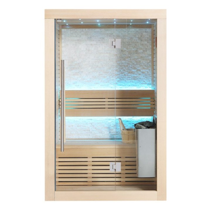 Finská sauna EAGO AWT B1103C hemlock 120×105 4,5 kW TheWall Bi-O