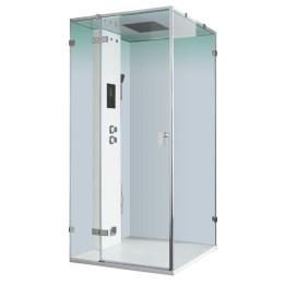 Parní sprchový box EAGO AWT LD106F15 bílý matný 100×100 levé provedení