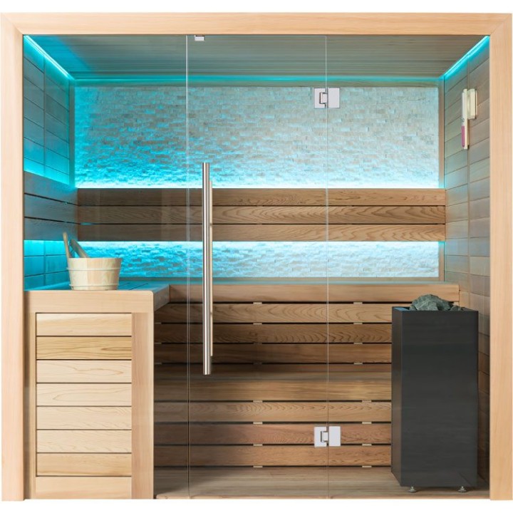 Finská sauna EAGO AWT B1602C červený cedr 180×160 9 kW TheWall Bi-O