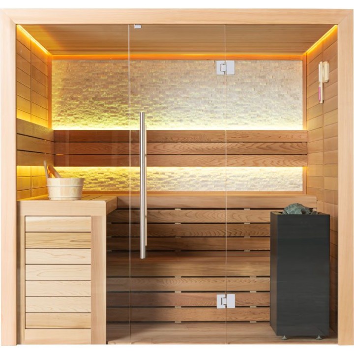 Finská sauna EAGO AWT E1602B červený cedr 200×170 9 kW Virta