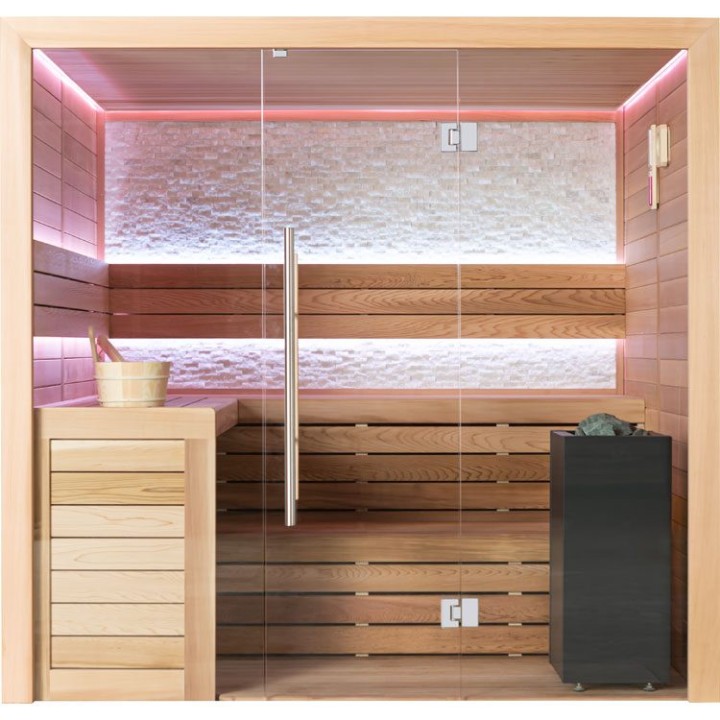Finská sauna EAGO AWT E1602B červený cedr 200×170 9 kW Virta
