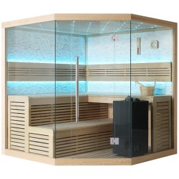 Finská sauna EAGO AWT B1101B hemlock 200×200 9 kW Virta Bi-O