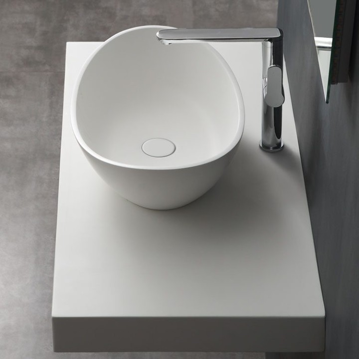 Umyvadlo StoneArt LC149 z minerálního kamene bílé 56×35 matné