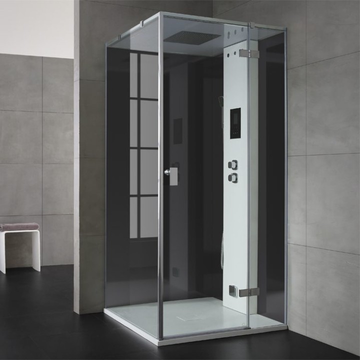 Parní sprchový box EAGO AWT LD208F15 černý 90×90 pravé provedení
