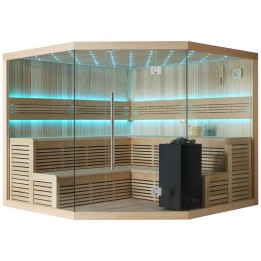 Finská sauna EAGO AWT E1111 XL hemlock 250×250 9 kW Virta