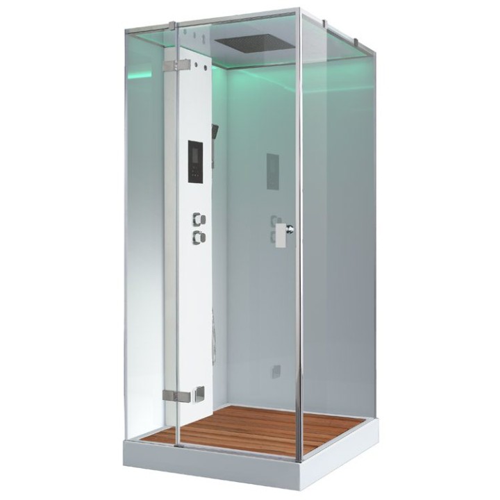 Parní sprchový box EAGO AWT LD206F15 s sprchovou vaničkou bílý 100×100 levé provedení