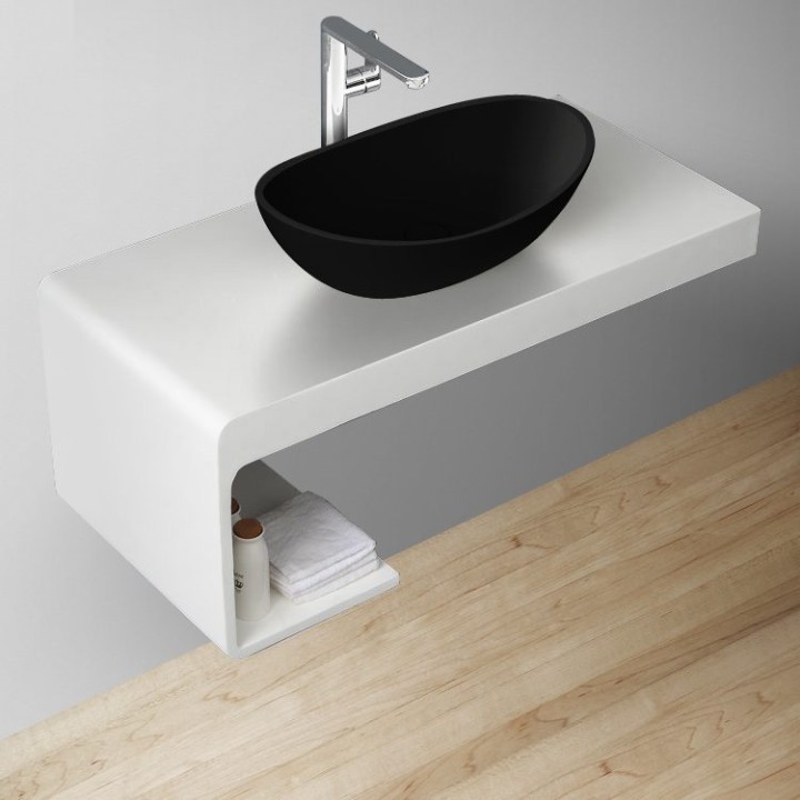 Umyvadlo StoneArt LC149 z minerálního kamene černé 56×35 matné